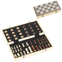 Juego de Ajedrez Internacional y Damas de Madera 2 en 1 Plegable con Piezas de Pino y Ranuras de Almacenamiento ... - Ogal.Es