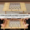 Juego de Ajedrez Internacional y Damas de Madera 2 en 1 Plegable con Piezas de Pino y Ranuras de Almacenamiento ... - Ogal.Es