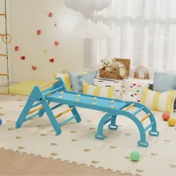 7 en 1 Triángulo de Escalada Montessori de Madera Plegable con Arco y Rampa para Niños de 18-48 Meses 188x70 cm ... - Ogal.Es