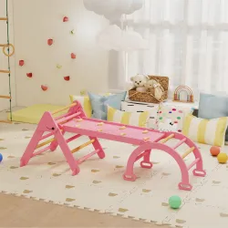 7 en 1 Triángulo de Escalada Montessori de Madera Plegable con Arco y Rampa para Niños de 18-48 Meses 188x70 cm ... - Ogal.Es