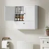 Armario de Baño de Pared Rústico con Estante Ajustable Doble Puerta y Puerta Abatible 60x19,5x60 cm Blanco - Ogal.Es