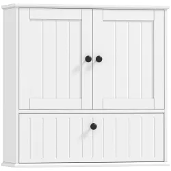 Armario de Baño de Pared Rústico con Estante Ajustable Doble Puerta y Puerta Abatible 60x19,5x60 cm Blanco - Ogal.Es