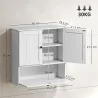 Armario de Baño de Pared Rústico con Estante Ajustable Doble Puerta y Puerta Abatible 60x19,5x60 cm Blanco - Ogal.Es