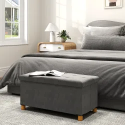 Banco Almacenaje Capacidad de 67 L 76x38x38 cm Tapizado en Terciopelo Carga 120 kg para Sala de Estar Dormitorio... - Ogal.Es