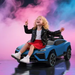 Coche Eléctrico para Niños de +3 Años con licencia Lamborghini Batería 12V Mando a Distancia 2,4 G Motor Doble Azul - Ogal.Es