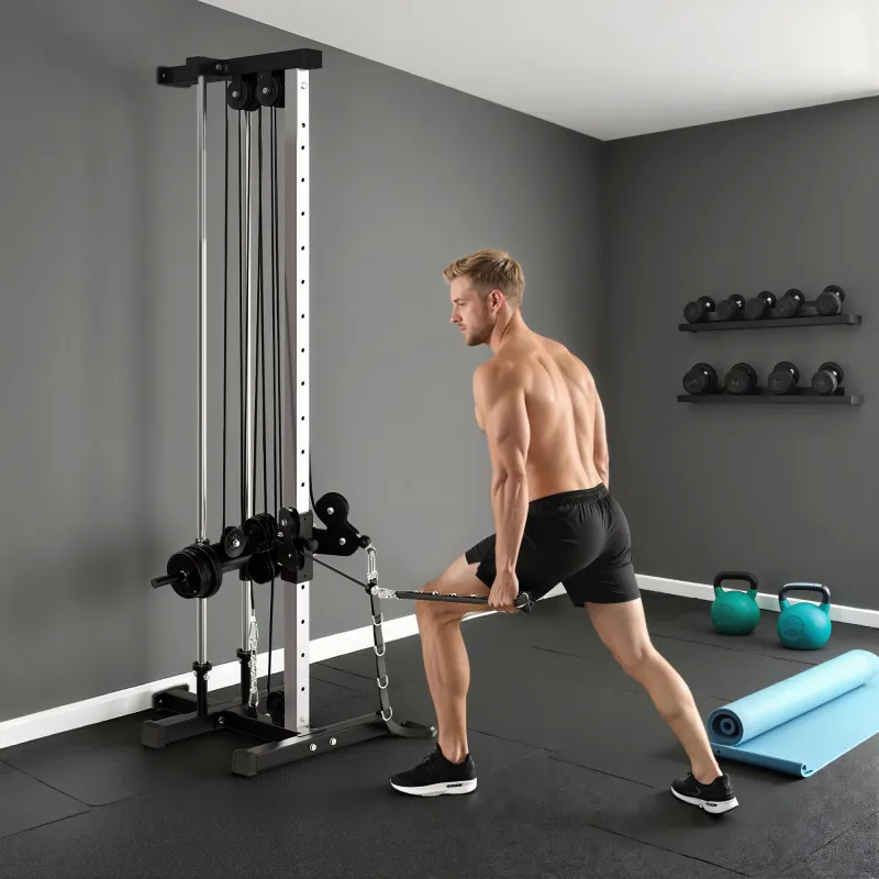 Máquina Polea Alta y Baja de Pared de Doble Polea Ajustable en 15 Posiciones Multifunción Lat Pulldown para Gimn... - Ogal.Es