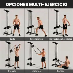 Máquina Polea Alta y Baja de Pared de Doble Polea Ajustable en 15 Posiciones Multifunción Lat Pulldown para Gimn... - Ogal.Es