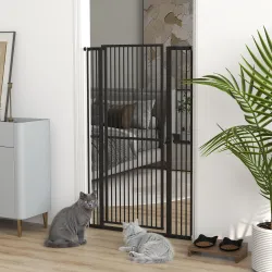 Barrera para Perros Extra Alta con Ancho Ajustable 77-104 cm Puerta para Perros con Extensiones y Puerta de Paso... - Ogal.Es