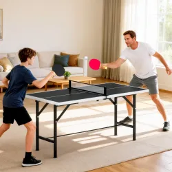Mini Mesa de Ping-Pong Plegable con Red 2 Raquetas y 3 Pelotas para Interior y Exterior 152x76x70 cm Negro - Ogal.Es