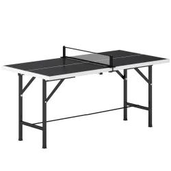 Mini Mesa de Ping-Pong Plegable con Red 2 Raquetas y 3 Pelotas para Interior y Exterior 152x76x70 cm Negro - Ogal.Es