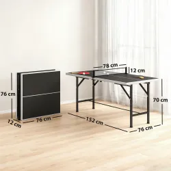 Mini Mesa de Ping-Pong Plegable con Red 2 Raquetas y 3 Pelotas para Interior y Exterior 152x76x70 cm Negro - Ogal.Es