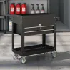 Carro de Herramientas con Ruedas Carro de Taller Móvil con Tapa Deslizante 2 Cajones con Cerradura Bandeja Negro - Ogal.Es