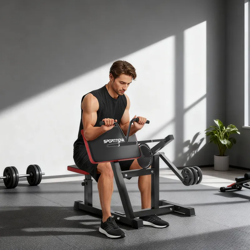 Máquina de Bíceps y Tríceps 2 en 1 Banco de Curl Predicador con Asiento y Apoyo de Codo Ajustables para Gimnasio... - Ogal.Es