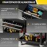 Carro de Herramientas con Ruedas Carro de Taller Móvil con Tapa Deslizante 2 Cajones con Cerradura Bandeja Negro - Ogal.Es
