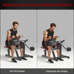 Máquina de Bíceps y Tríceps 2 en 1 Banco de Curl Predicador con Asiento y Apoyo de Codo Ajustables para Gimnasio... - Ogal.Es