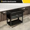 Carro de Herramientas con Ruedas Carro de Taller Móvil con Tapa Deslizante 2 Cajones con Cerradura Bandeja Negro - Ogal.Es