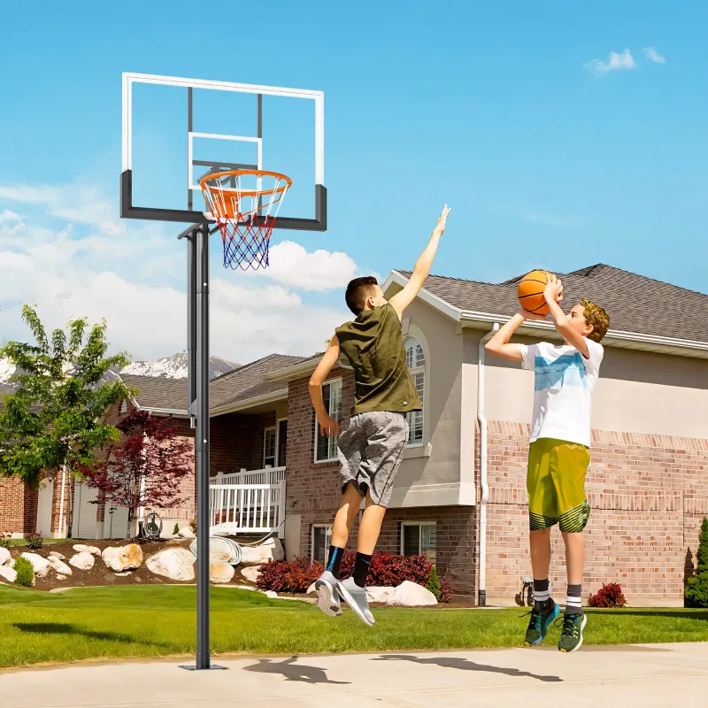 Canasta de Baloncesto Exterior en el Suelo Altura Ajustable 230-375 cm con Soporte Tablero Irrompible 120 cm Aro... - Ogal.Es