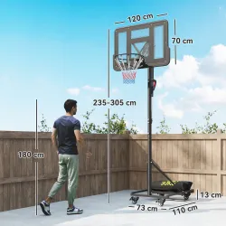 Canasta de Baloncesto para Exterior Ajustable de 235-305 cm con Tablero Irrompible 110 cm Saco de peso y Ruedas ... - Ogal.Es