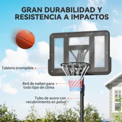 Canasta de Baloncesto para Exterior Ajustable de 235-305 cm con Tablero Irrompible 110 cm Saco de peso y Ruedas ... - Ogal.Es