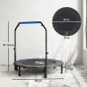Trampolín de Fitness Adultos Ø122 cm, Cama Elástica Plegable con Mango Ajustable de 4 Niveles Negro y Azul - Ogal.Es