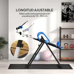 Tabla de Inversión Plegable con Inclinación hasta 90° y Cinturones de Seguridad 79x114x153 cm Azul y Negro - Ogal.Es