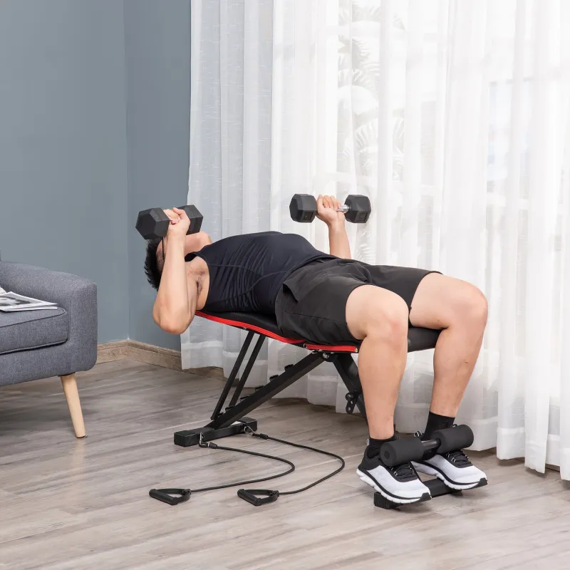 Banco de Musculación Plegable con Respaldo y Asiento Ajustables Extensión de Pierna Cojín de Predicador Banda Negro - Ogal.Es