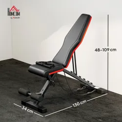 Banco de Musculación Plegable con Respaldo y Asiento Ajustables Extensión de Pierna Cojín de Predicador Banda Negro - Ogal.Es