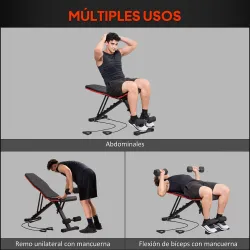 Banco de Musculación Plegable con Respaldo y Asiento Ajustables Extensión de Pierna Cojín de Predicador Banda Negro - Ogal.Es