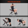 Banco de Musculación Plegable con Respaldo y Asiento Ajustables Extensión de Pierna Cojín de Predicador Banda Negro - Ogal.Es