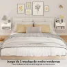 Juego de 2 Mesitas de Noche Flotantes con Cajón con Frente Acanalado y Estante Abierto 40x34x29 cm Blanco - Ogal.Es