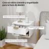Juego de 2 Mesitas de Noche Flotantes con Cajón con Frente Acanalado y Estante Abierto 40x34x29 cm Blanco - Ogal.Es