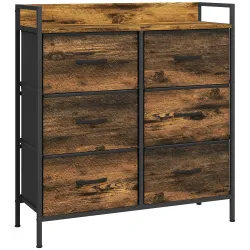 Cómoda con 6 Cajones Plegables Cajonera de Tela con Estructura de Acero Estilo Industrial 79x29x85 cm Marrón Rús... - Ogal.Es