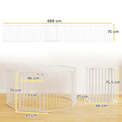 Barrera para Perros Plegable Valla para Mascotas de 8 Paneles Puerta con Cierre Doble para Escalera Pasillo Blanco - Ogal.Es
