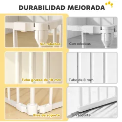 Barrera para Perros Plegable Valla para Mascotas de 8 Paneles Puerta con Cierre Doble para Escalera Pasillo Blanco - Ogal.Es