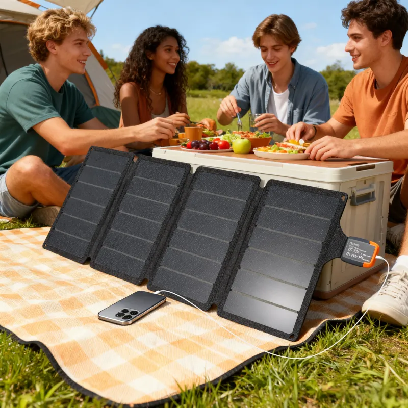 Cargador Solar Plegable 36W Panel Solar Portátil con Puertos USB-A y Tipo-C IP67 Superficie de ETFE para Teléfonos - Ogal.Es