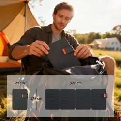 Cargador Solar Plegable 36W Panel Solar Portátil con Puertos USB-A y Tipo-C IP67 Superficie de ETFE para Teléfonos - Ogal.Es