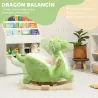 Caballito Balancín para Bebés de Peluche con Base de Madera con Sonido de Dragón para Niños 18-36 Meses Verde - Ogal.Es