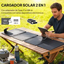 Cargador Solar Plegable 36W Panel Solar Portátil con Puertos USB-A y Tipo-C IP67 Superficie de ETFE para Teléfonos - Ogal.Es