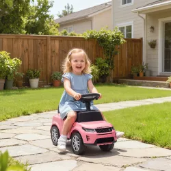 Coche Correpasillos con Licencia de Land Rover para Niños 18-36 Meses con Almacenaje Bocina Sonidos de Motor Rosa - Ogal.Es
