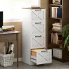 Cajonera Escritorio con 4 Cajones Soporte para Impresora con Riel Colgante para A4 y Carta 40x40x131 cm Blanco - Ogal.Es