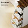 Cajonera Escritorio con 4 Cajones Soporte para Impresora con Riel Colgante para A4 y Carta 40x40x131 cm Blanco - Ogal.Es