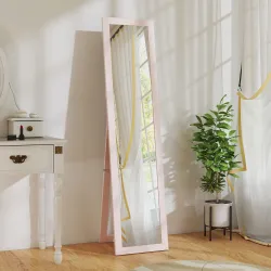 Espejo de Cuerpo Entero 157x37 cm con Marco de MDF Espejo de Pie Inclinado o Colgante Rosa Perla Claro - Ogal.Es