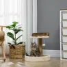Árbol Rascador para Gatos Altura 44 cm Torre de Escalada con 2 Camas Poste de Yute, Juguete Colgante Marrón - Ogal.Es