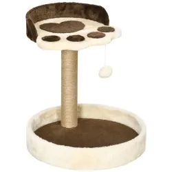 Árbol Rascador para Gatos Altura 44 cm Torre de Escalada con 2 Camas Poste de Yute, Juguete Colgante Marrón - Ogal.Es