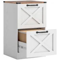 Cajonera Escritorio con 2 Cajones Soporte para Impresora con Riel Colgante para A4 y Carta 40x40x71 cm Blanco - Ogal.Es
