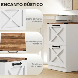 Cajonera Escritorio con 2 Cajones Soporte para Impresora con Riel Colgante para A4 y Carta 40x40x71 cm Blanco - Ogal.Es