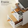 Cajonera Escritorio con 2 Cajones Soporte para Impresora con Riel Colgante para A4 y Carta 40x40x71 cm Blanco - Ogal.Es