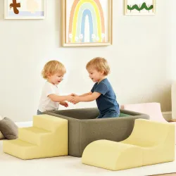 Juego de 7 Bloques de Espuma para Niños con Fundas de Pana Lavables para Escalar y Gatear Multicolor - Ogal.Es
