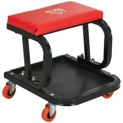 Taburete de Taller Móvil con Ruedas Bandeja para Herramientas y Estructura de Acero Carga 100 kg para Garaje Rojo - Ogal.Es