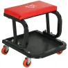 Taburete de Taller Móvil con Ruedas Bandeja para Herramientas y Estructura de Acero Carga 100 kg para Garaje Rojo - Ogal.Es